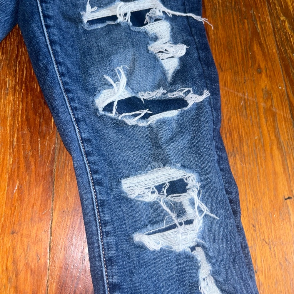 American Eagle Outfitters Blue High Rise Skinny Distressed Jeans size 10 Short - Picture 3 of 8